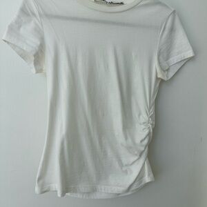 Pam & Gela Cream Ruched Short Sleeve Tee
